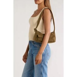 Baggu Cargo Recycled Nylon Olive Green Adjustable Shoulder Bag Hobo Minimalist